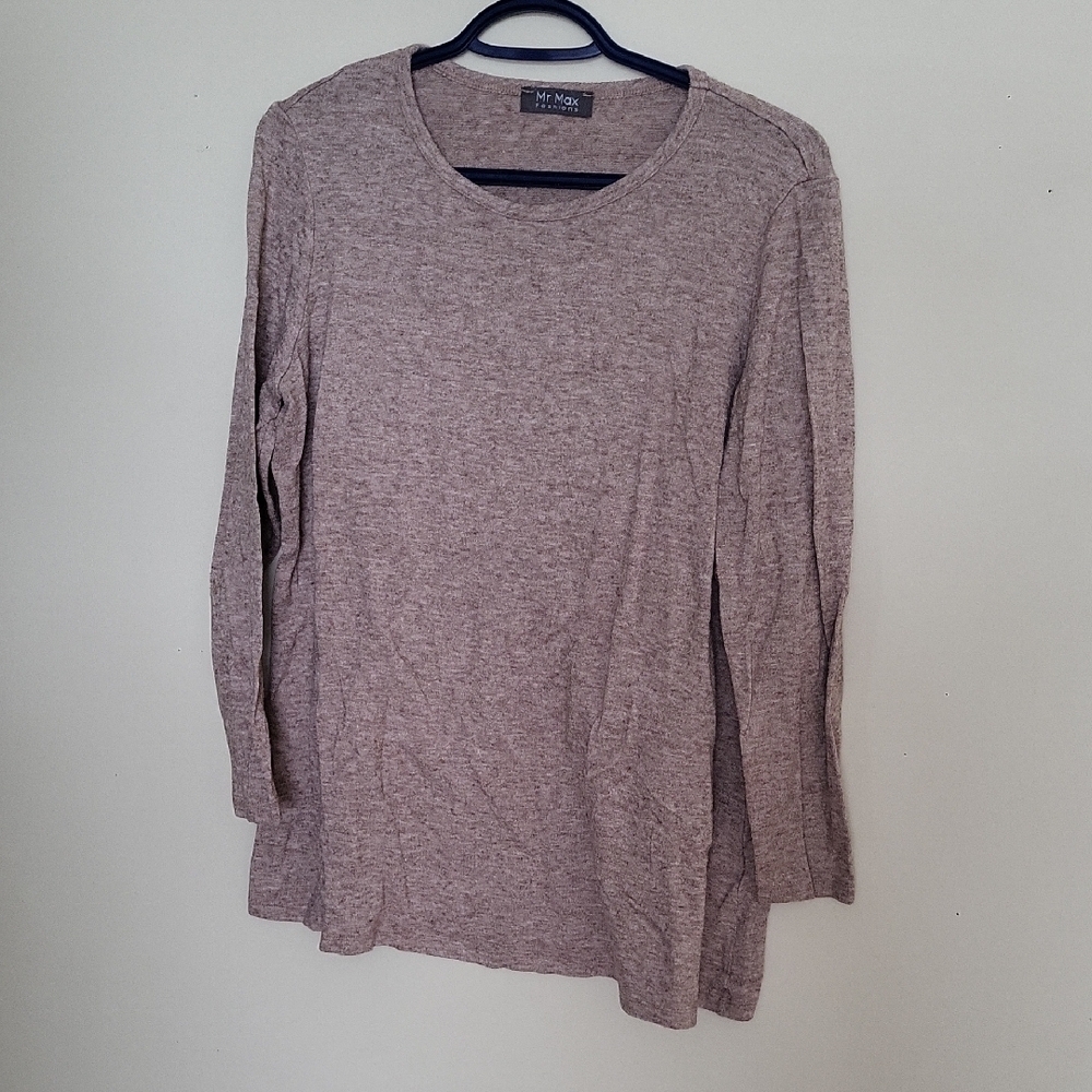 Women's Heather Brown Long Sleeve Top